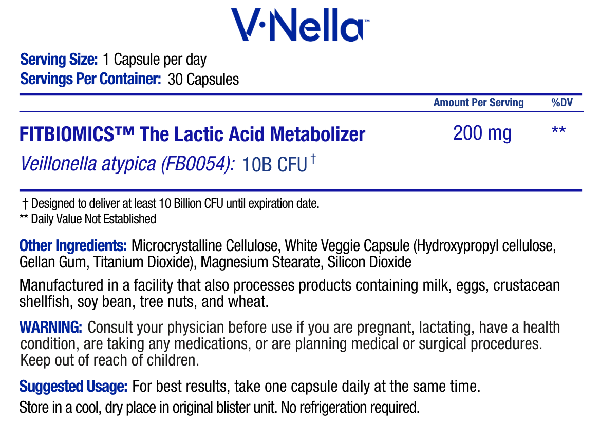 V•Nella Lactic Acid Metabolizer for Fatigue & Endurance
